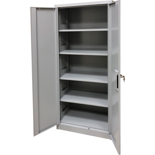 Armoire de rangement, Acier, 4 Tablettes, 66" h x 30" la x 15" P, Gris Quali-T-Solutions