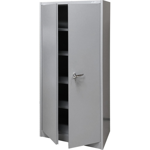 Armoire de rangement, Acier, 4 Tablettes, 66" h x 30" la x 15" P, Gris Quali-T-Solutions