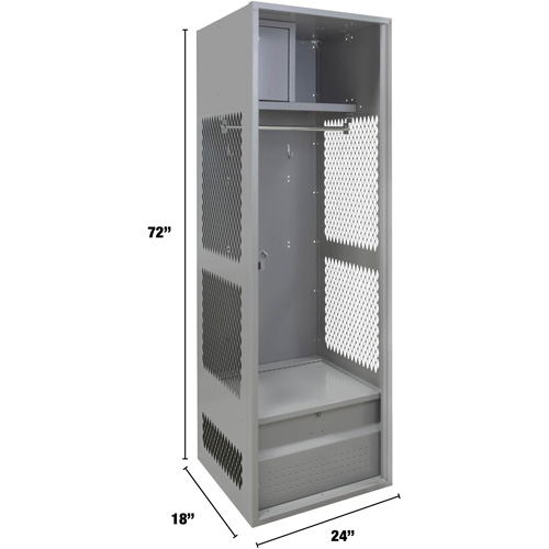 Casier pour &eacute;quipement, Acier, 24" la x 18" p x 72" h, Gris Quali-T-Solutions