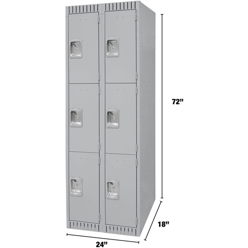 Casiers, 3 niveaux, Bloc de 2, 24" x 18" x 72", Acier, Gris, D&eacute;mont&eacute; Quali-T-Solutions