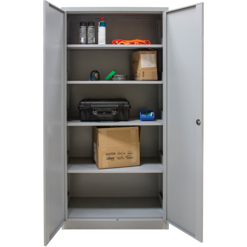 Armoires de rangement Hi-Boy, Acier, 4 Tablettes, 72" h x 36" la x 18" P, Gris Quali-T-Solutions
