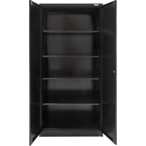 Armoire de rangement Hi-Boy, Acier, 4 Tablettes, 72" h x 36" la x 18" P, Noir Quali-T-Solutions