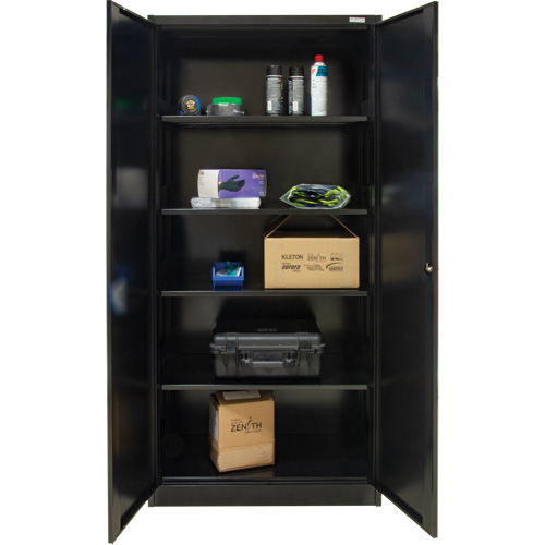 Armoire de rangement Hi-Boy, Acier, 4 Tablettes, 72" h x 36" la x 18" P, Noir Quali-T-Solutions
