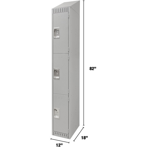 Casiers, 3 niveaux, 12" x 18" x 82", Acier, Gris, D&eacute;mont&eacute; Quali-T-Solutions
