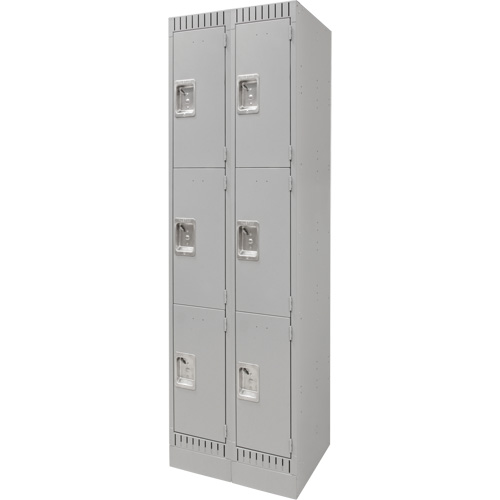 Casiers, 3 niveaux, Bloc de 2, 24" x 18" x 76", Acier, Gris, D&eacute;mont&eacute; Quali-T-Solutions
