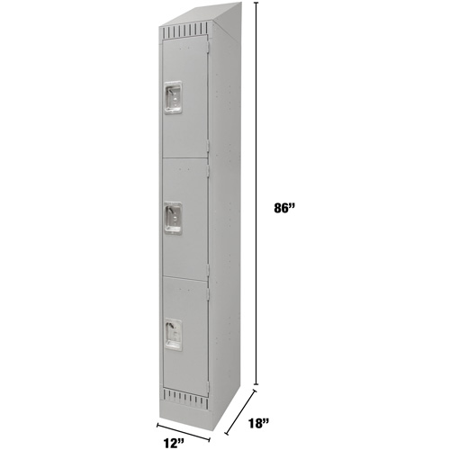 Casiers, 3 niveaux, 12" x 18" x 86", Acier, Gris, D&eacute;mont&eacute; Quali-T-Solutions
