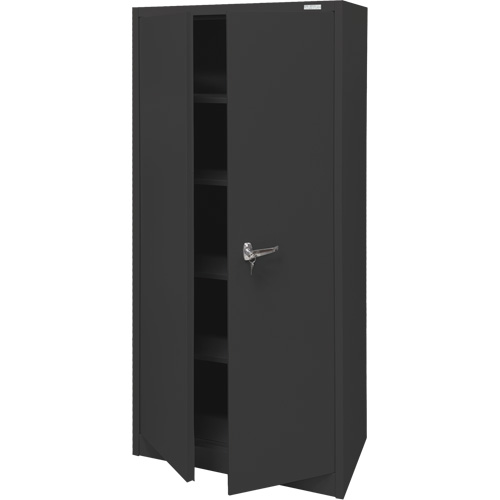 Storage Cabinet, Steel, 4 Shelves, 66" H x 30" W x 15" D, Black Quali-T-Solutions