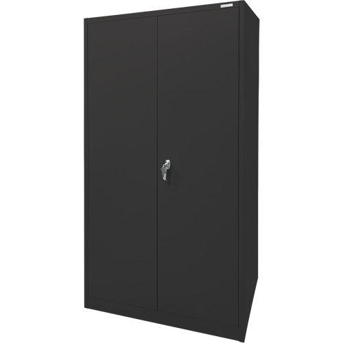 Armoire d'entreposage, Acier, 4 Tablettes, 78" h x 36" la x 24" P, Noir Quali-T-Solutions