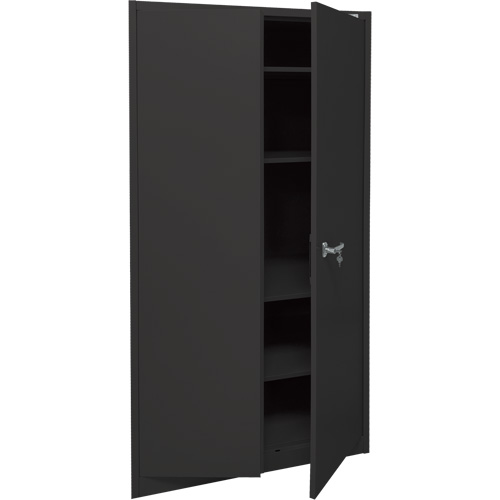 Armoire d'entreposage, Acier, 4 Tablettes, 78" h x 36" la x 24" P, Noir Quali-T-Solutions