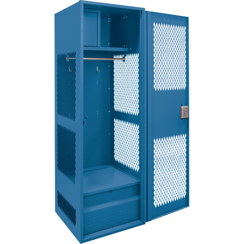 Casier pour &eacute;quipement avec porte, Acier, 24" la x 24" p x 72" h, Bleu fonc&eacute; Quali-T-Solutions