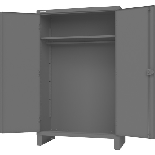 Armoire avec barre de suspension et portes encastr&eacute;es standards, Acier, 78" h x 48" la x 24" P, Gris Quali-T-Solutions