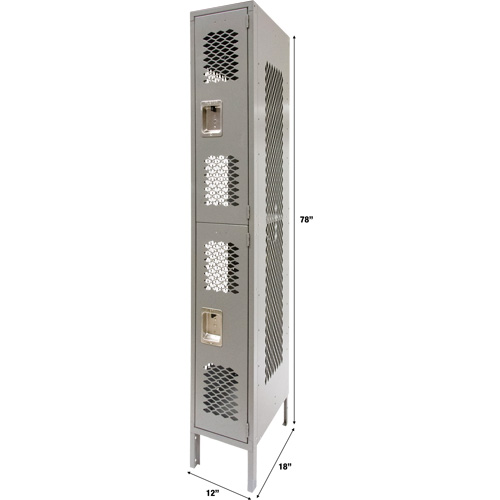 Casiers ventil&eacute;s, 2 niveaux, 12" x 18" x 78", Acier, Gris, D&eacute;mont&eacute;, Perfor&eacute; Quali-T-Solutions