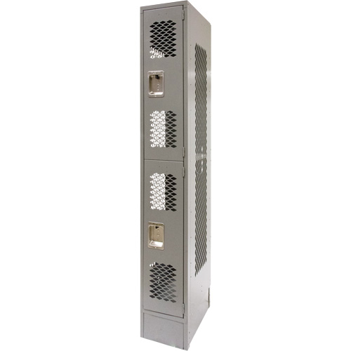 Casiers ventil&eacute;s, 2 niveaux, 12" x 18" x 78", Acier, Gris, D&eacute;mont&eacute;, Perfor&eacute; Quali-T-Solutions