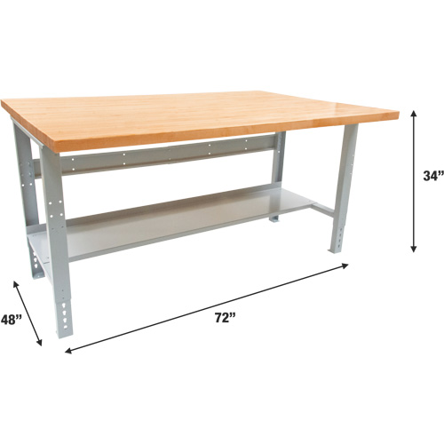 Industrial Modular Workbench, 1000 lbs. Cap., 72" W x 48" D Quali-T-Solutions