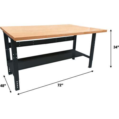 Industrial Modular Workbench, 1000 lbs. Cap., 72" W x 48" D Quali-T-Solutions