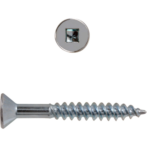 Flat Head Square Drive Wood Screws, #8 x 2-1/2" L, Zinc Plated Quali-T-Solutions