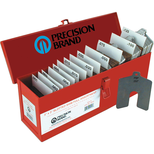 Assortiments de cales d'&eacute;paisseur &agrave; rainure, 4" lo x &eacute;paisseur 0,001"- 0,125", 4" la, Acier inoxydable Quali-T-Solutions
