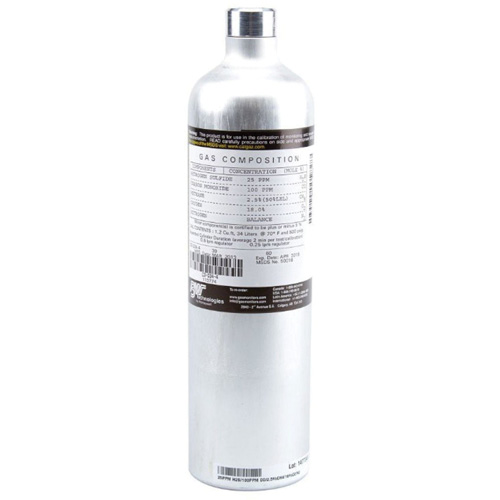 Bouteille de gaz pour test d'&eacute;talonnage, 5 M&eacute;lange de gaz, CH4/CO/CO2/H2S/O2, 34 litres Quali-T-Solutions