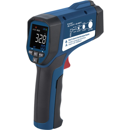 Thermom&egrave;tre &agrave; infrarouge professionnel, -26 - 1472° F ( -32 - 800° C ), 30:1, &eacute;missivit&eacute; Ajustable Quali-T-Solutions