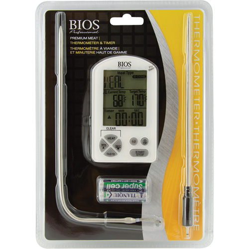 Thermom&egrave;tre &agrave; viande haute de gamme et minuterie, Contact, Num&eacute;rique, -4-122°F ( -20-50°C) Quali-T-Solutions
