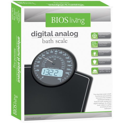 Digital Analog Scale, 396 lbs. Cap., 100 g / 0.2 lbs. Graduations Quali-T-Solutions