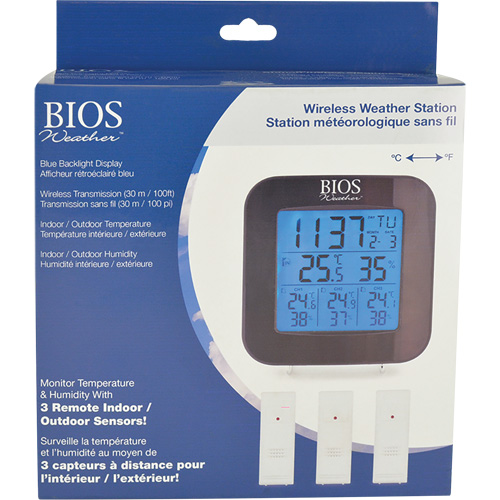 Wireless Weather Station with 3 Sensors, Non-Contact, Digital, 40-158°F (-40-70°C) Quali-T-Solutions