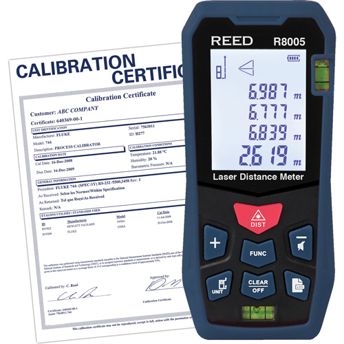 T&eacute;l&eacute;m&egrave;tre laser avec certificat de calibration, 0' - 164' (0 m - 50 m) Gamme de mesure, Num&eacute;rique (&eacute;lectronique) Quali-T-Solutions