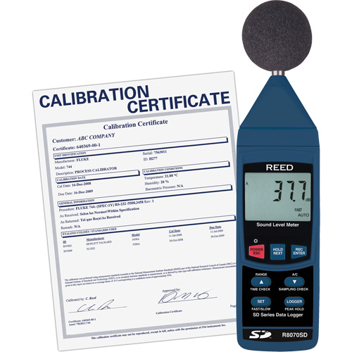 Ensemble sonom&egrave;tre &agrave; enregistrement de donn&eacute;es avec certificat de calibration Quali-T-Solutions