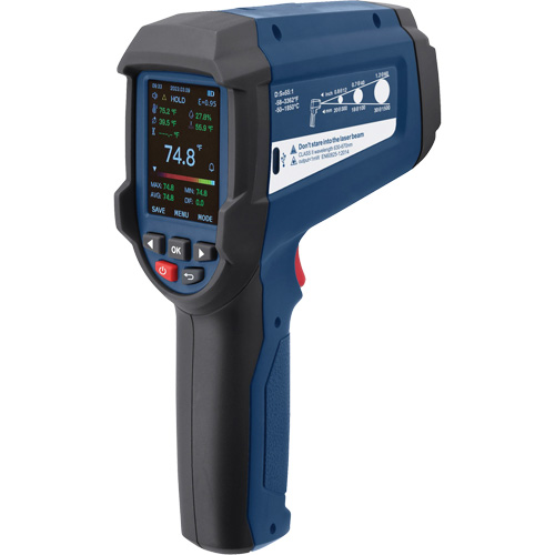 Thermom&egrave;tre infrarouge professionnel avec thermocouple de type K int&eacute;gr&eacute;, -58 - 3362°F (-50 - 1850°C), 55:1, &eacute;missivit&eacute; Ajustable Quali-T-Solutions