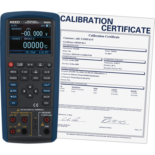 Multifunction Process Calibrator with Calibration Certification, Without Data Logging, Portable, 5 Processes Quali-T-Solutions