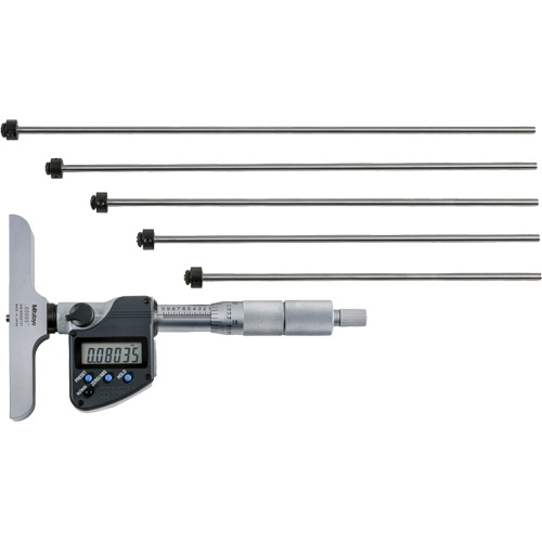 Digital Depth Micrometer with Interchangeable Rod, 0" - 12" (0 mm - 304.8 mm) Range, 0.00005" (0.001 mm) Resolution Quali-T-Solutions