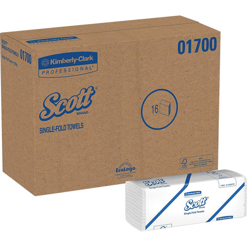 Essuie-mains Scott &agrave; pli simple, 1 pli, 10-1/2" lo x 9-3/10" la, 250 /pqt Quali-T-Solutions