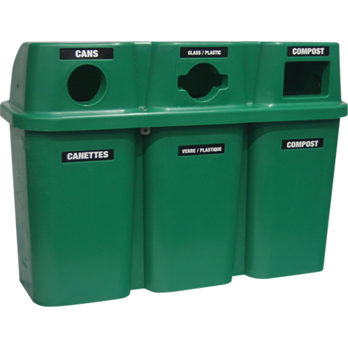 Contenants de recyclage Bullseye, Bord de rue, Plastique, 3 x 22 gal. US Quali-T-Solutions
