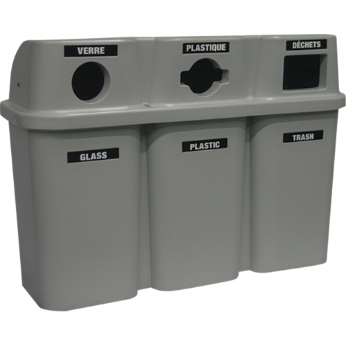 Contenants de recyclage Bullseye, Bord de rue, Plastique, 3 x 22 gal. US Quali-T-Solutions