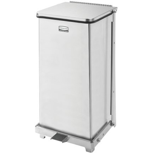 Corbeille &agrave; p&eacute;dale carr&eacute;e avec doublure Defenders, Acier inoxydable, Capacit&eacute; 6,5 gal. US Quali-T-Solutions