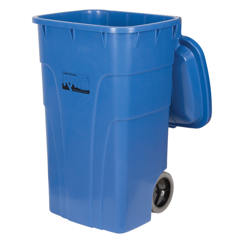Bac de recyclage roulant, Bord de rue, Poly&eacute;thyl&egrave;ne, 65 gal. US Quali-T-Solutions