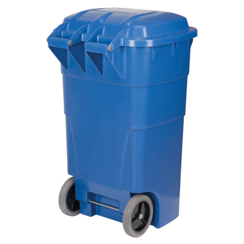 Bac de recyclage roulant, Bord de rue, Poly&eacute;thyl&egrave;ne, 65 gal. US Quali-T-Solutions