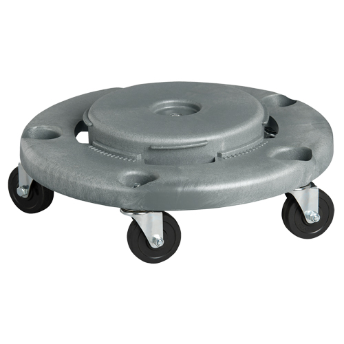 Waste Container Dolly, Polyethylene, Grey, Fits: 24" Dia. Quali-T-Solutions