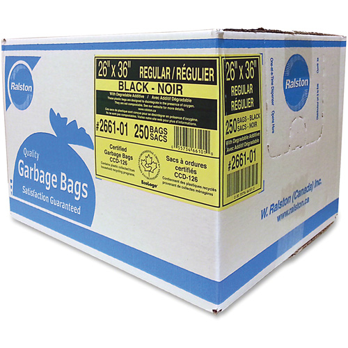 Sacs &agrave; d&eacute;chets de calibre industriel, R&eacute;gulier, 36" la x 26" lo, 0,65 mils, Noir Quali-T-Solutions