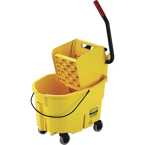 Seau pour vadrouille et essoreuse WaveBrake, Pression lat&eacute;rale, 6,5 gal. US (26 pintes), Jaune Quali-T-Solutions