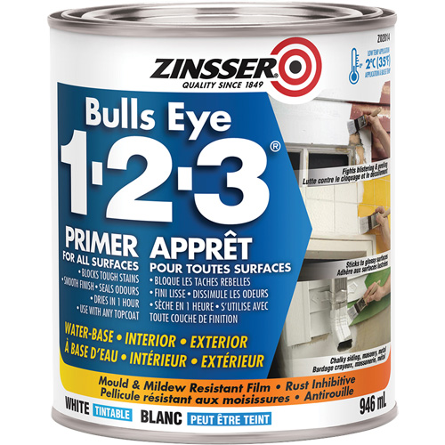 Bulls Eye 1-2-3&reg; Water-Base Primer, 946 ml, Can, White Quali-T-Solutions