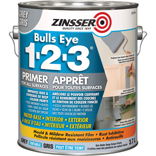 Appr&ecirc;t &agrave; base d'eau Bulls Eye 1-2-3, 3,78 L, Gallon, Gris Quali-T-Solutions