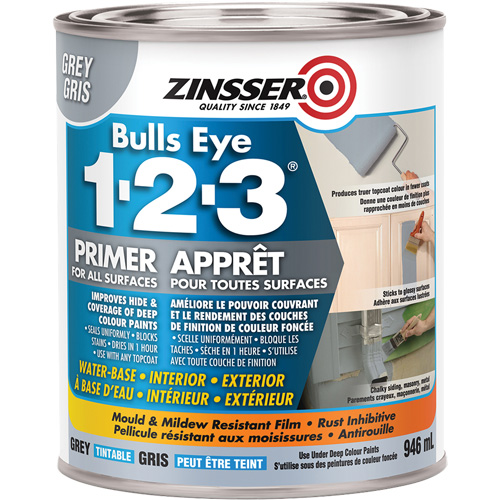 Bulls Eye 1-2-3&reg; Water-Base Primer, 946 ml, Can, Grey Quali-T-Solutions
