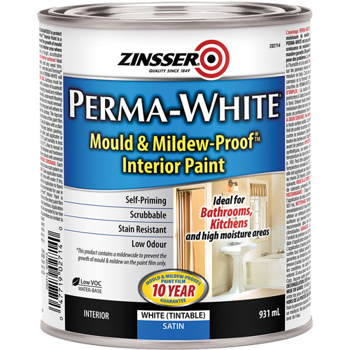 Peinture int&eacute;rieure Mold & Mildew-Proof Perma-White, 931 ml, Canette, Blanc Quali-T-Solutions