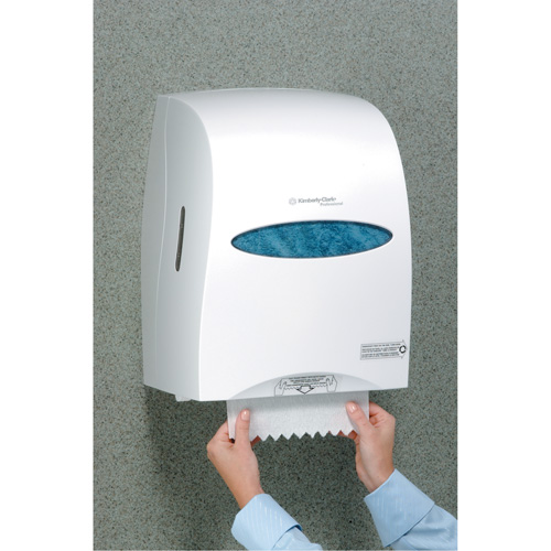 Distributeur de serviettes en rouleaux durs Sanitouch, Manuel/Sans contact, 12,63" la x 10,2" p x 16,13" h Quali-T-Solutions