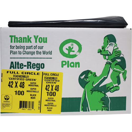 Full Circle Super Industrial Garbage Bags, Biodegradable, X-Strong, 48" L x 42" W, 1.5 mils Thick Quali-T-Solutions