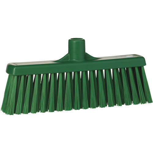 Upright Broom Head, Medium Bristles, 12", Polyester, Green Quali-T-Solutions