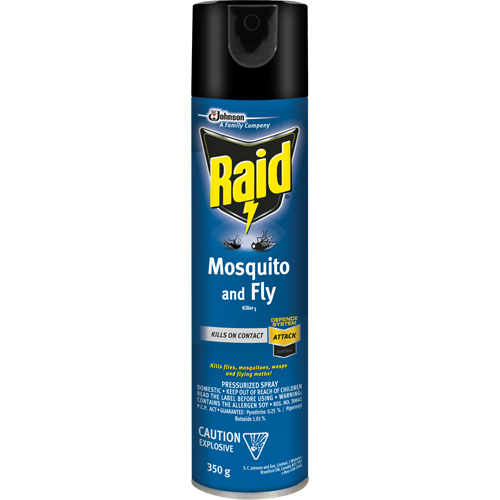 Insecticide contre les moustiques et les mouches Raid, 350 g, &agrave; base de solvant Quali-T-Solutions