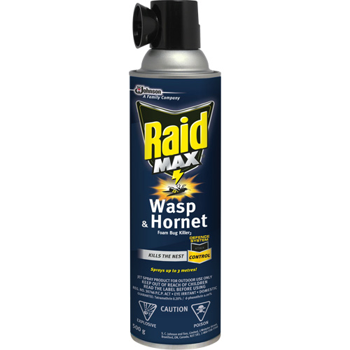Mousse insecticide contre les gu&ecirc;pes et les frelons Raid Max, 500 g, Canette a&eacute;rosol, &agrave; base de solvant Quali-T-Solutions