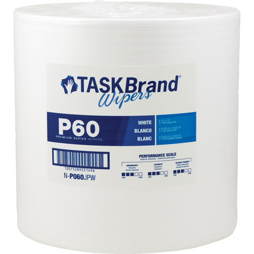 Chiffons de premi&egrave;re qualit&eacute; P60 TaskBrand, Tout usage, 13" lo x 12" la Quali-T-Solutions